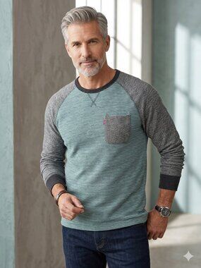 Levi's Men's Lightweight Striped Cotton Blend Crewneck Sweater